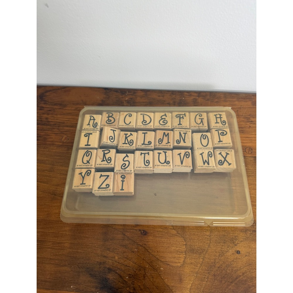 Vintage 1997 Stampin Up Alphabet Appeal Upper Wood Block Rubber Stamp Set 27pc